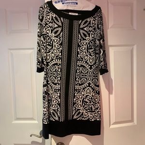 White House Black Market Black and White Patterned Dress